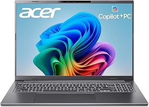 Aspire 16 AI Copilot+ PC | 16" WUXGA 120Hz Multi-Touch Display | Snapdragon X X1-26-100 | NPU: 45 Tops - GPU: Up to 1.7 TFLOPs | 16GB LPDDR5X | 512GB PCIe Gen 4 SSD | Wi-Fi 7 | A16-11MT-X669