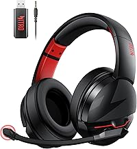 Sponsored Ad - Wireless Gaming Headset, PS5 Headset with 2.4GHz for Ps5, Ps4, PC, Switch, Bluetooth 5.3 + 100Hrs Gaming Headphones with Noise Canceling Mic for Laptop, Mobile, Mac, 50mm Drivers (Red)