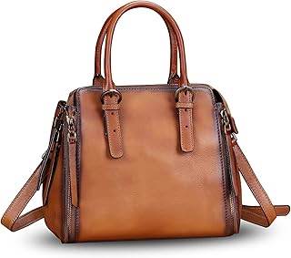 Sponsored Ad - Genuine Leather Handbags Satchel for Women Purse Vintage Handmade Top-Handle Handbag Crossbody Shoulder Bag