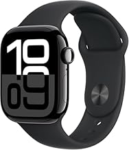 Apple Watch Series 10 [GPS, 42mm] - Jet Black Aluminum Case with Black Sport Band, S/M (Renewed Premium)