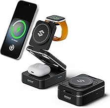 Sponsored Ad - 3-in-1 Foldable Wireless Charging Station: 10000mAh Magnetic Charger Stand Compatible for iPhone 16 15 14 13 12 Series/Apple Watch/Airpods - Portable Folding Power Bank Black