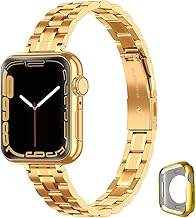 Sponsored Ad - Metal band Compatible with Apple Watch Band 46mm 45mm 44mm 42mm 41mm 40mm 38mm for women, Slim and Thin Stainless Steel Replacement Adjustable Wristband for iWatch Series 11/10/9/8/7/6/