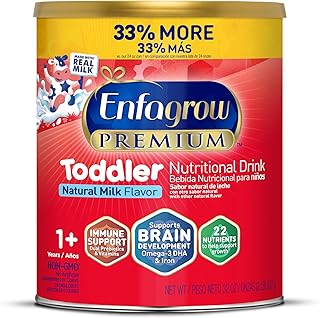 Premium Toddler Nutritional Drink, Made with Real Milk, Brain-Building Omega-3 DHA, Nutrients and Prebiotics for Growth & Immune Support, Non-GMO, Toddler Milk Powder, 32 Oz Can