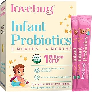 Infant Probiotics 0-6 Months - USDA Organic Probiotics for Babies, Supports Baby Gas, Colic, Diarrhea and Newborn Constipation Relief, Allergen & Sugar Free, Tasteless Powder, 30 Pack
