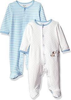 Sponsored Ad - Little Me Baby Boys' and Girls' 2pc 100% Cotton Side Snap Romper Sleeper Footies