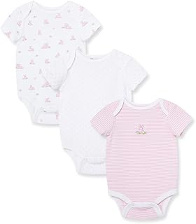 Little Me Clothes for Baby Girls’ 3-Pack 100% Cotton Bodysuits with Full Snap Closures, Baby Essentials, Newborn to 9 Months