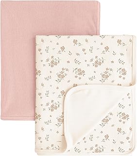 Sponsored Ad - Konssy Knit Baby Blanket 2 Pack, Soft Ribbed Swaddle Receiving Blankets for Boys & Girls, Lightweight Cozy Swaddling Wrap for Newborns, Infants, & Toddlers, 33x42 Inch (Blossom,Pink)