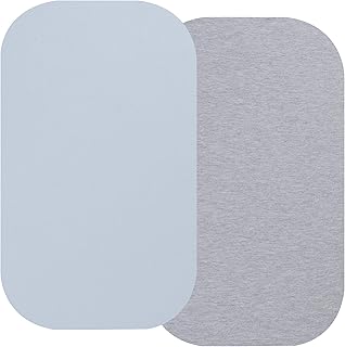 Onacosht 100% Organic Cotton Bassinet Sheets 33" x 19" Compatiable with Baby Delight Beside Me Dreamer Bassinet & Mika Mikcy Bedside Sleeper, Jersey Knit, 2 Pack Grey and Pastel Blue