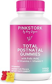 Sponsored Ad - Pink Stork Total Postnatal Vitamin Gummies - Multivitamin for Postpartum Recovery and Lactation Support - Folic Acid, B6, & Vitamin C - Breastfeeding Essentials - 60 Gummy Vitamins