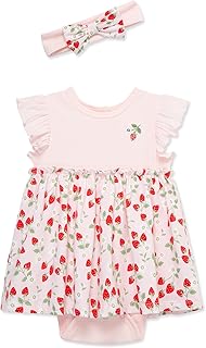 Little Me Clothes for Baby Girls' Popover Bodysuit Dress and Headband Set, 3-12 Months