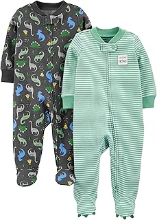 Baby Boys' 2-Way Zip Thermal Footed Sleep and Play, Pack of 2
