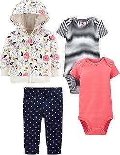 Baby Girls' 4-Piece Jacket, Pant, and Bodysuit Set