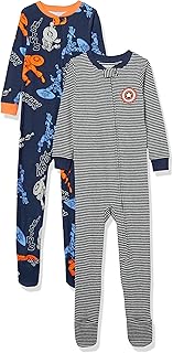 Disney | Marvel | Star Wars Unisex Babies' and Toddlers' Snug-Fit Cotton Footed Pajamas, Multipacks