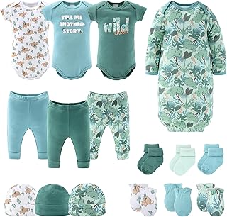 Baby Layette Gift Set for Boys or Girls - Unisex Newborn to 9 Months Baby Clothes & Essentials - Wild Jungle