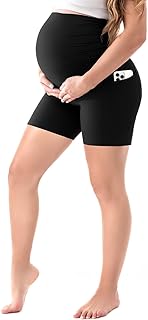 Sponsored Ad - Walifrey Women's Maternity Shorts with Pockets Over The Belly,Pregnancy Yoga Pants Activewear Workout Shorts