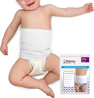Pediatric Ostomy Wrap Mild Compression Band - White, Waist Size 18 - 21 Inches | Compression Waist Wrap Bandage Support Belt to Prevent Ostomy Leaks and Secure G Tube and Feeding Tube (OWWT,Size 1)