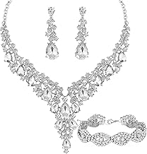 Sponsored Ad - Wedding Bridal Bridesmaid Austrian Crystal Rhinestone Jewelry Sets Statement Choker Necklace Earrings Bracelets Sets for Wedding Party Prom