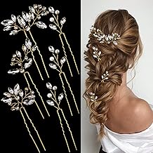 6 Pieces Bride Hair Pins Rhinestones Gold Hair Accessories for Women Crystal Wedding Hair Piece for Bride Women Girls Bridesmaids (Gold)