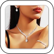 GORAIS Prom Wedding Jewelry Sets Rhinestone Bridal Necklace Earrings Bracelet Set Crystal Costume Jewelry for Brides