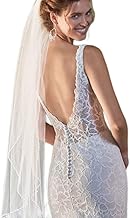 Wedding Veil Pearls and Crystals Beaded Edge 1 Tier Fingertip Length Bridal Veil
