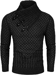 Sponsored Ad - Men's Knitted Turtleneck Sweater Long Sleeve Slim Fit Designer Shawl Collar Pullover