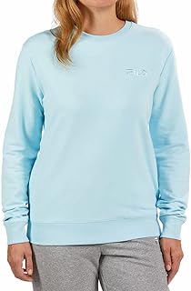 Womens Midweight French Terry Crewneck Long Sleeve Sweatshirt (X-Large, Crystal Blue)