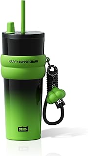 Sponsored Ad - 24 oz Stainless Steel Tumbler with Lid and Straw, Insulated Water Bottle Leak Proof for Hot and Cold, Portable Travel Coffee Mug, Reusable Coffee Cup for Women, Green