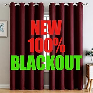 Sponsored Ad - G2000 100% Blackout Curtains for Bedroom & Living Room - 95 Inch Burgundy Red, Thermal Lined, Insulated, Light Blocking, Noise Reducing, 2 Panels