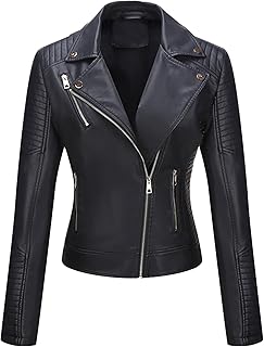 Sponsored Ad - Women's Faux Leather Casual Jacket 2025 Spring Trendy Motorcycle Outfits Lightweight Classic Coat