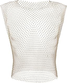 Men's Rave Outfit Sheer Rhinestone Top Sleeveless Tanks Crop Top Fishnet Vest Music Festival Shirt