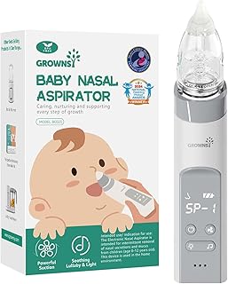 Sponsored Ad - GROWNSY Nasal Aspirator for Baby, Electric Baby Nose Sucker with Larger Suction Chamber and More Powerful Suction, Automatic Nose Cleaner with Music and Light Soothing Function