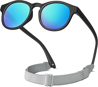 RIVBOS Baby Wrap Polarized UV400 Sunglasses - Soft Frame with Secure Strap for Infant and Newborn (0-24 Months) RBK070