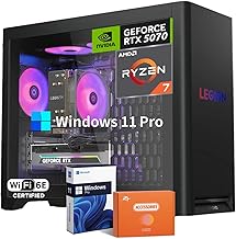 Legion Tower 5 Gen 10 Gaming Desktop PC, NVIDIA RTX 5070 12GB GDDR7, AMD Ryzen 7 7700X(Up to 5.4GHz), 64GB DDR5, 4TB SSD, Coldfront Cooling, RGB lighting, W-Fi 6E, Windows 11 Pro, w/Accessories