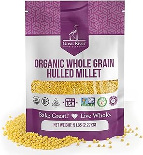 Great River Milling Organic Hulled Millet | Whole Grain Ancient Grain | Gluten-Free, High-Fiber Superfood | Non-GMO, Kosher Certified | Ideal for Salads, Porridge & Baking | 5 Lb