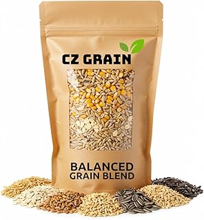 CZ Grain Premium Scratch Grains Bird Feed - Corn, Sunflowers, Wheat, Oats, Barley, Milo and Millet - Well Balanced Mix for Great Nutrition for Chickens and Ducks (8 Ounces)
