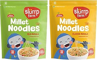 Slurrp Farm Millet Noodles Variety Pack | Mild & Classic Masala | No Maida, Not Fried | Nutritious, Wholesome & Tasty Meal for Kids & Adults | Cooks in 4 Mins | 6.77 Oz (Pack of 2)
