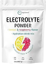 Micro Ingredients Hydration Electrolyte Powder, 2 lb (139 Servings) | Lemon Raspberry Flavor | High Potassium (1,000mg) + Coconut Water & Real Lemon Juice | No Sugar, Keto Friendly | Non-GMO