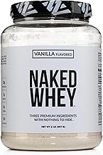 NAKED Whey Vanilla Protein Powder - Only 3 Ingredients - Grass Fed Whey Protein Powder, Vanilla Flavor, and Organic Coconut Sugar, No GMO, No Soy, and Gluten Free - 24 Servings