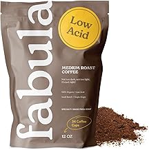 Fabula Low Acid Coffee, USDA Organic Ground Coffee Medium Roast - Non GMO - No Molds - Mycotoxins Pesticides Free - Single Origin Coffee - 12 oz