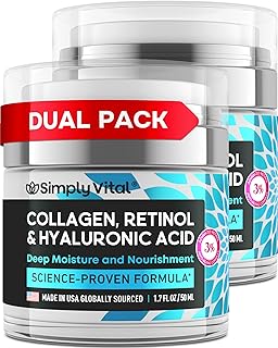 Sponsored Ad - Collagen Face Moisturizer - Anti-Aging Retinol Cream for Face, Neck & Décolleté with Hyaluronic Acid - Made in USA, Daily Moisturizer Face Cream, 2-Pack