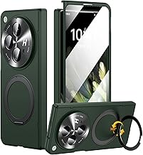 for Oneplus Open Case with 360° Magnetic Rotatable Ring Stand, Built-in Screen Protector & Hinge Protection, Thin & Slim Magnetic Stand Phone Case 5G, Green