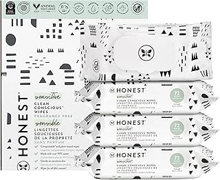 Clean Conscious Multi-Use Wipes | Hypoallergenic + Unscented for Sensitive Skin | Over 99% Water, Compostable, Plant Based, Baby Wipes | Pattern Play, 288 Count