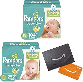Baby Dry Disposable Baby Diapers, Super Pack with Diapers Newborn/Size 1 (8-14 lb), 252 Count and Amazon.com Gift Card in a Mini Envelope, 104 Count