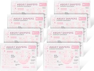 Sponsored Ad - Adjustable Tapes Adult Diaper 80 Pieces (8 Packs) - ABDry Ultra Absorbent Diapers Pink (Medium 28"-38")