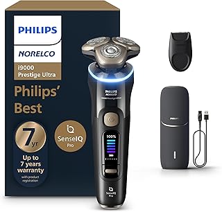 Sponsored Ad - Philips Norelco Shaver i9000 Prestige Ultra, Wet & Dry Electric Shaver, Ink Black, SenseIQ Pro Technology, Triple Lift & Cut System, 360 Rotating NanoTech Precision Blades, 5 Shaving Mo