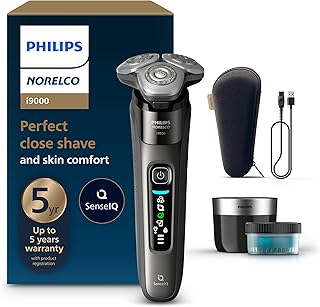 Sponsored Ad - Philips Norelco Shaver i9000, Wet & Dry Electric Shaver, Dark Slate, SenseIQ Technology, Triple Lift & Cut System, 360 Rotating Dual SteelPrecision Precision Blades, Quick Clean Pod, X9