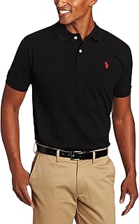 Men's Classic Polo Shirt, Two-Button Closure Pique Polo Shirt, Summer Fashion Golf Shirt