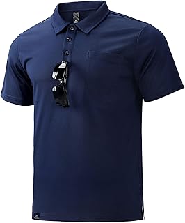 Men's Polo Shirts with Pocket Short Sleeve Quick Dry Moisture Wicking Golf Shirts Business Casual Work Polos