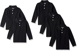 Boys and Toddlers' Long-Sleeve Pique Polo Shirts, Multipacks