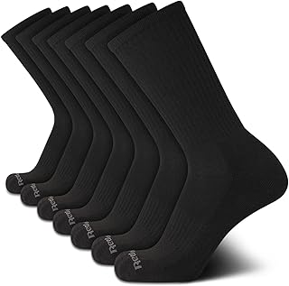 Mens Athletic Crew Socks - 5 Pack Moisture Wicking Cushioned Athletic Socks for Men with Reinforced Seams (6-12.5)
